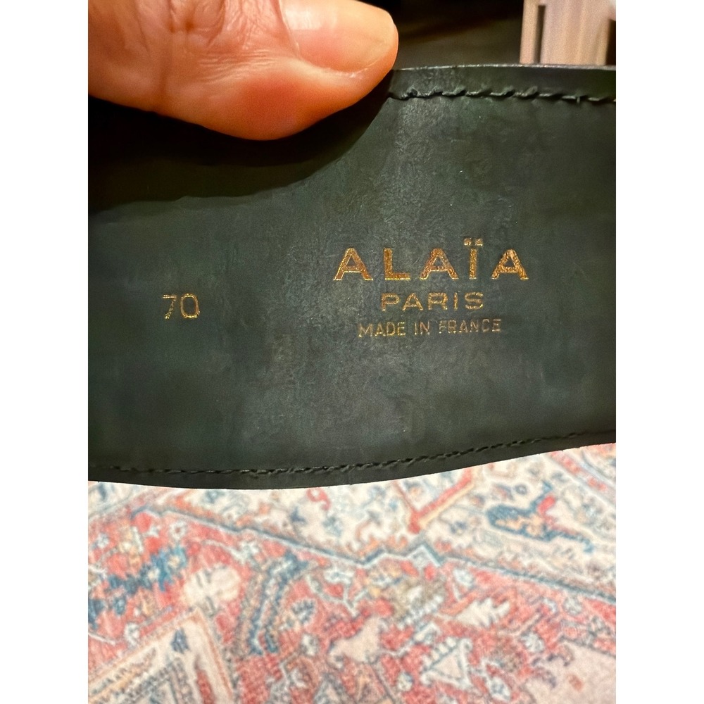 Alaia Paris Womens Black Leather Wide Corset Waist Belt Size 70 Made in France - Picture 2 of 7